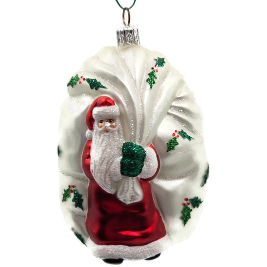 Patricia Breen Advent Santa Claus Holly Pearl Gift Bag Christmas Tree Ornament