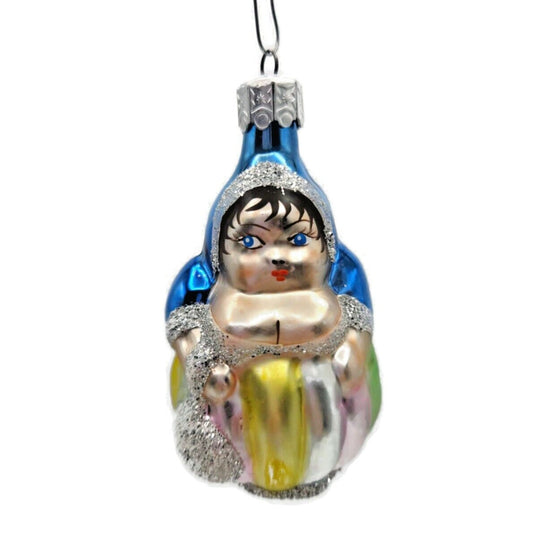 Christopher Radko Munchkin Fat Lady Striped Glass Christmas Ornament 90-035-1