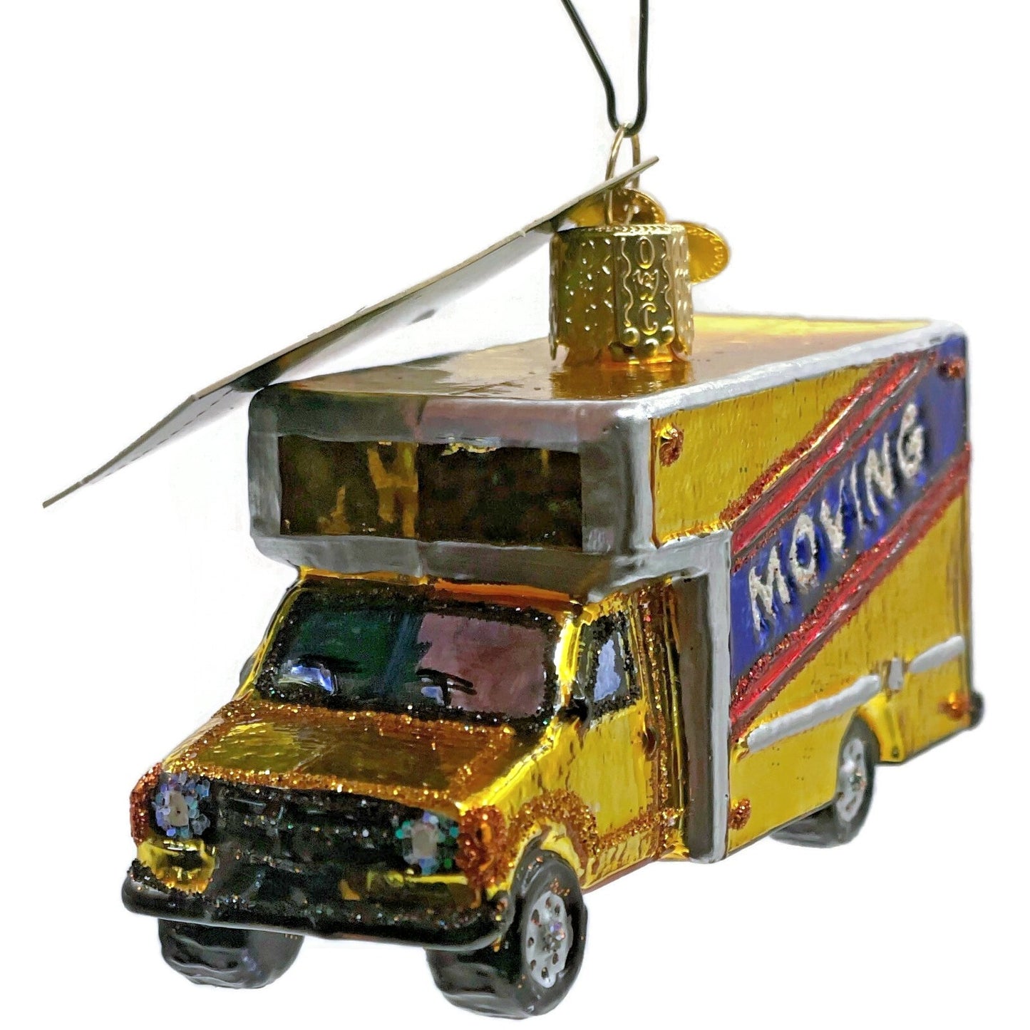 Moving Truck Ornament OWC Gold Vehicle Glittered Old World Christmas Tree Decor