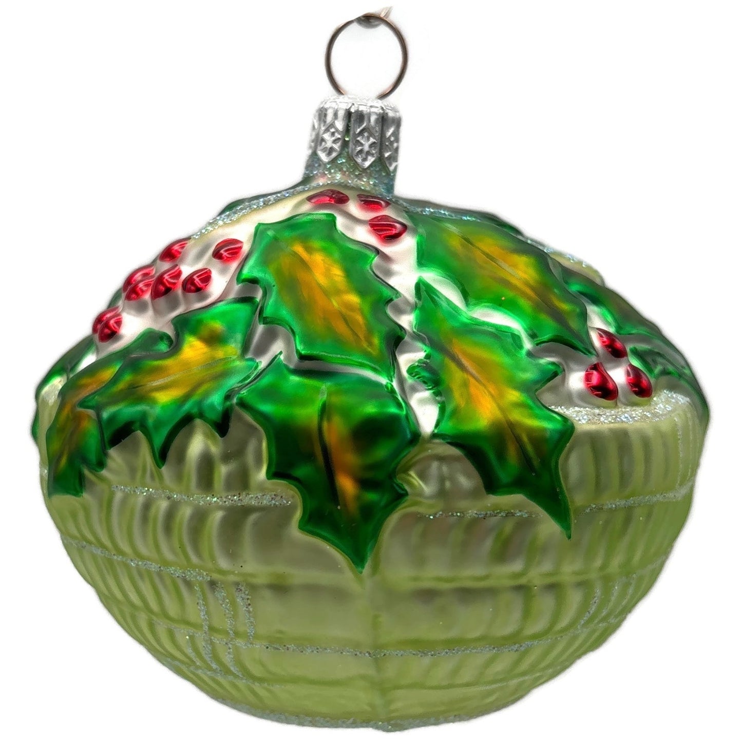 Patricia Breen Holly Basket Green Light Red Christmas Tree Ornament