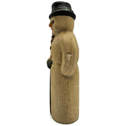 Vaillancourt American Snowman Broom Black Hat Chalkware Christmas Figurine 3551
