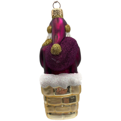 Patricia Breen Here Comes Santa Claus Fuchsia Gold Christmas Tree Ornament