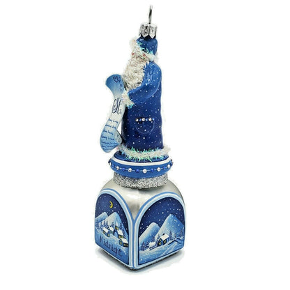 Patricia Breen Checking it Twice Midnight Blue Santa Jeweled Christmas Ornament