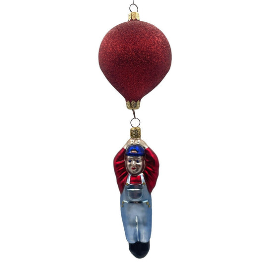 Patricia Breen Balloon Boy Light Blue Overalls Red Shirt Christmas Tree Ornament