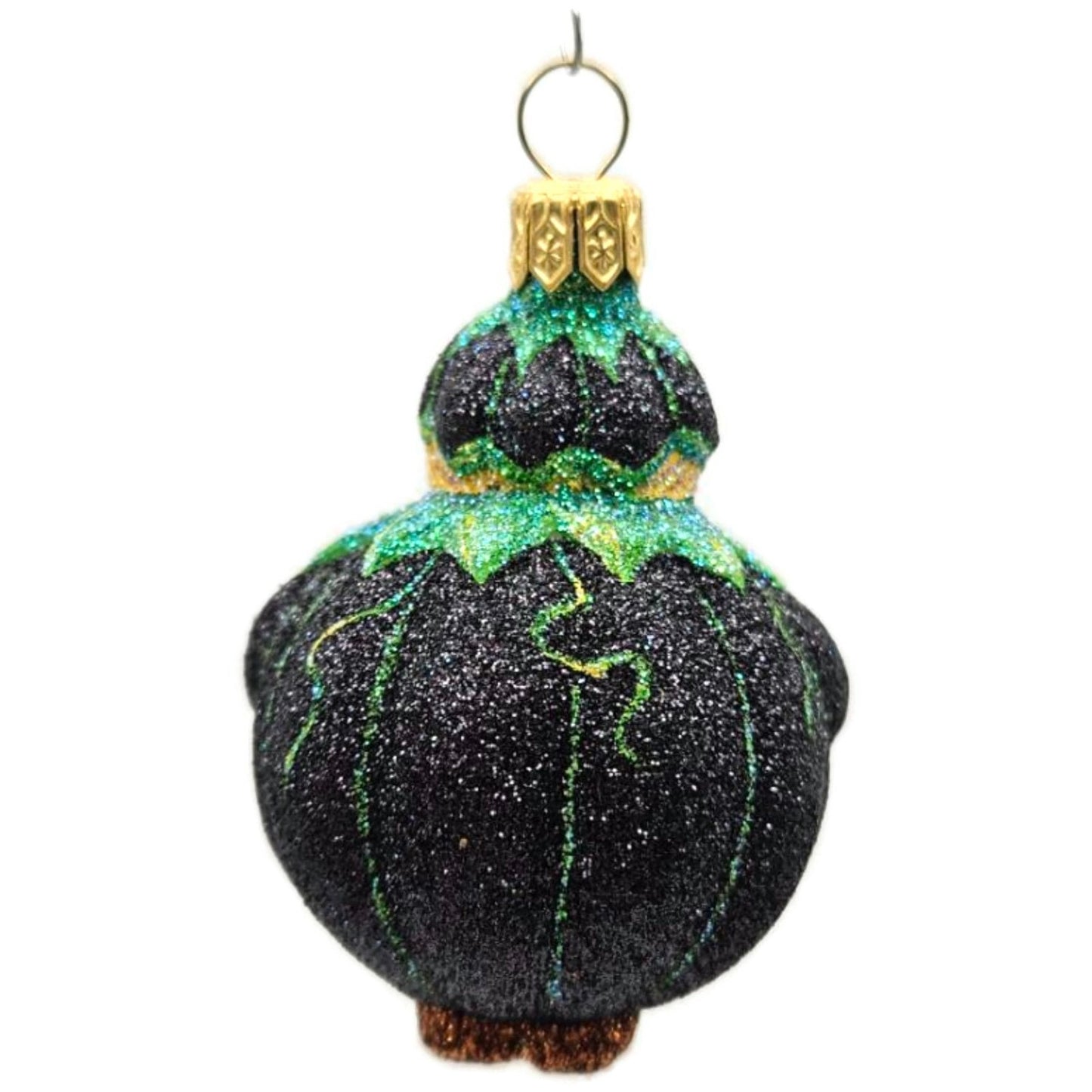 Patricia Breen Trickster Pumpkin Back Black Orange Glass Halloween Ornament 2651