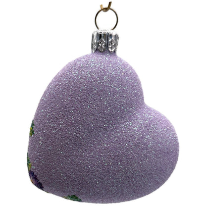 Patricia Breen Never Forget Pansies Lavender Heart Santa Christmas Ornament