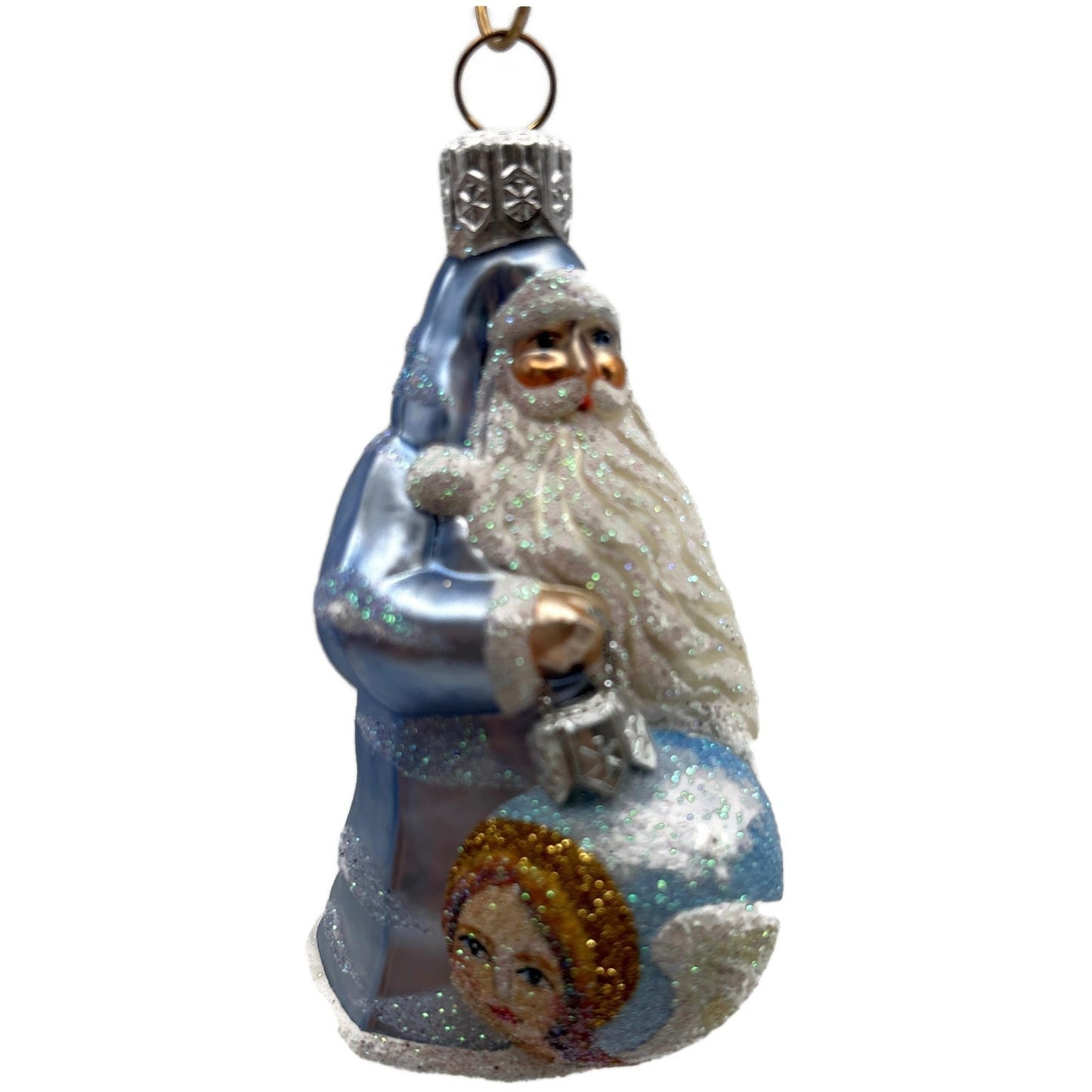 Patricia Breen Ornamental Santa Angels Light Blue Clouds Christmas Tree Ornament