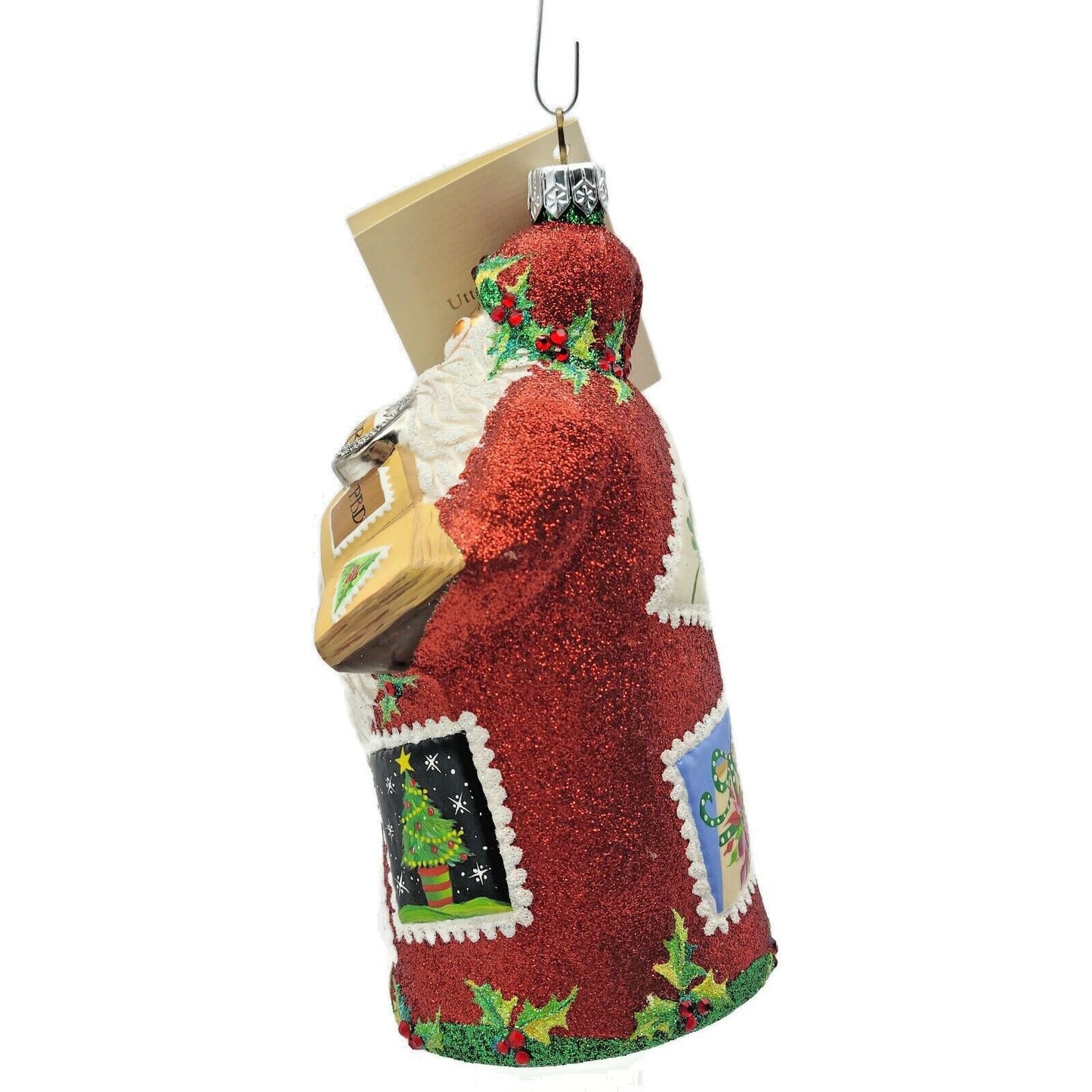 Patricia Breen Evans Santa Claus Noel Red Stamp Holly Snowman Christmas Ornament