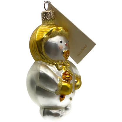 Patricia Breen Snowbaby Yellow Snowflakes Snowman White Christmas Tree Ornament