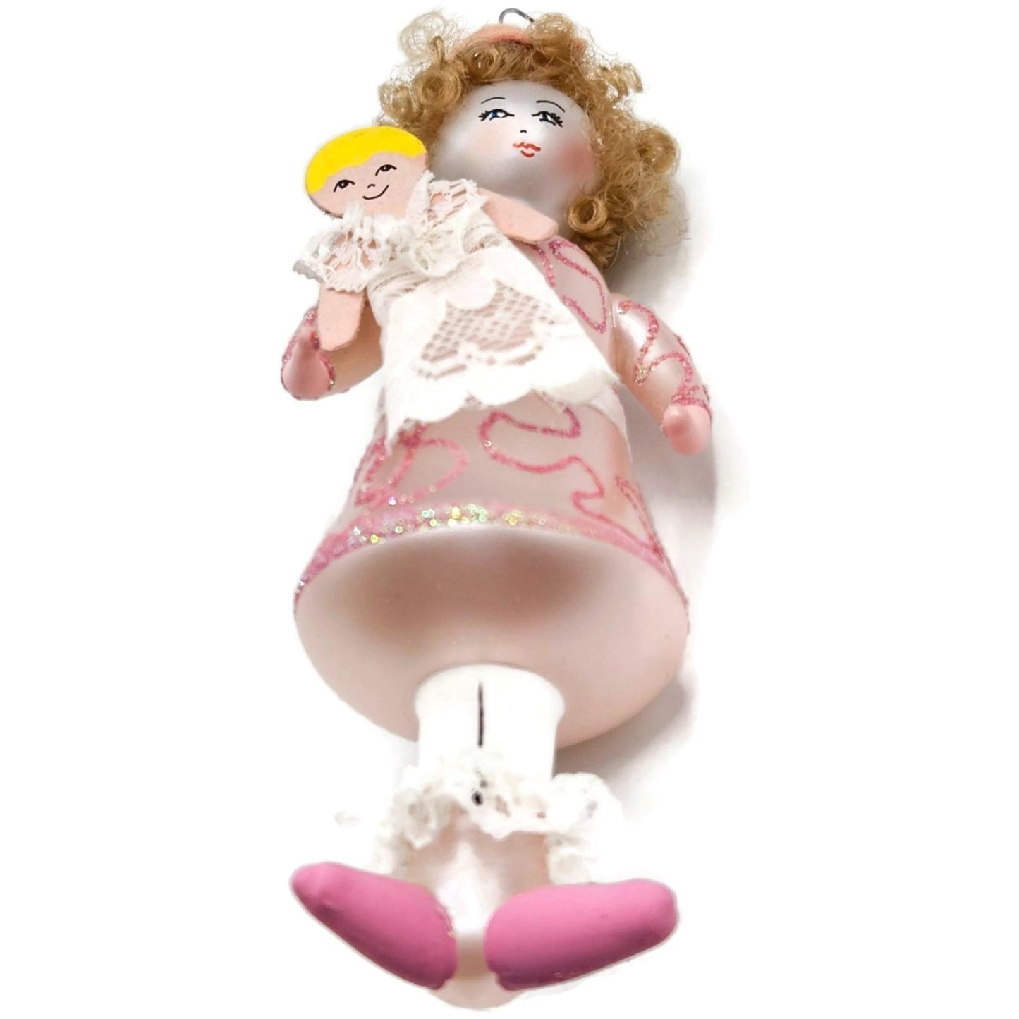 Soffieria De Carlini Little Girl with Doll Italian Glass Christmas Tree Ornament