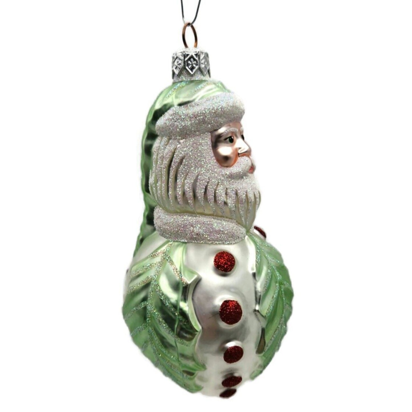 Patricia Breen Hollyberry Santa Pearl Matte Light Green Christmas Tree Ornament