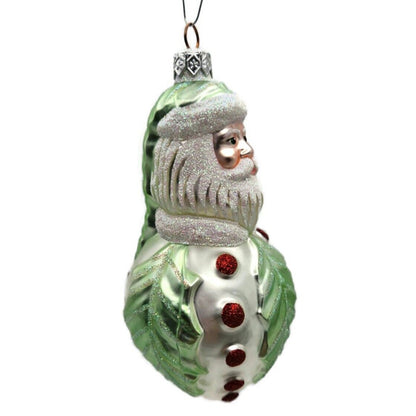 Patricia Breen Hollyberry Santa Pearl Matte Light Green Christmas Tree Ornament