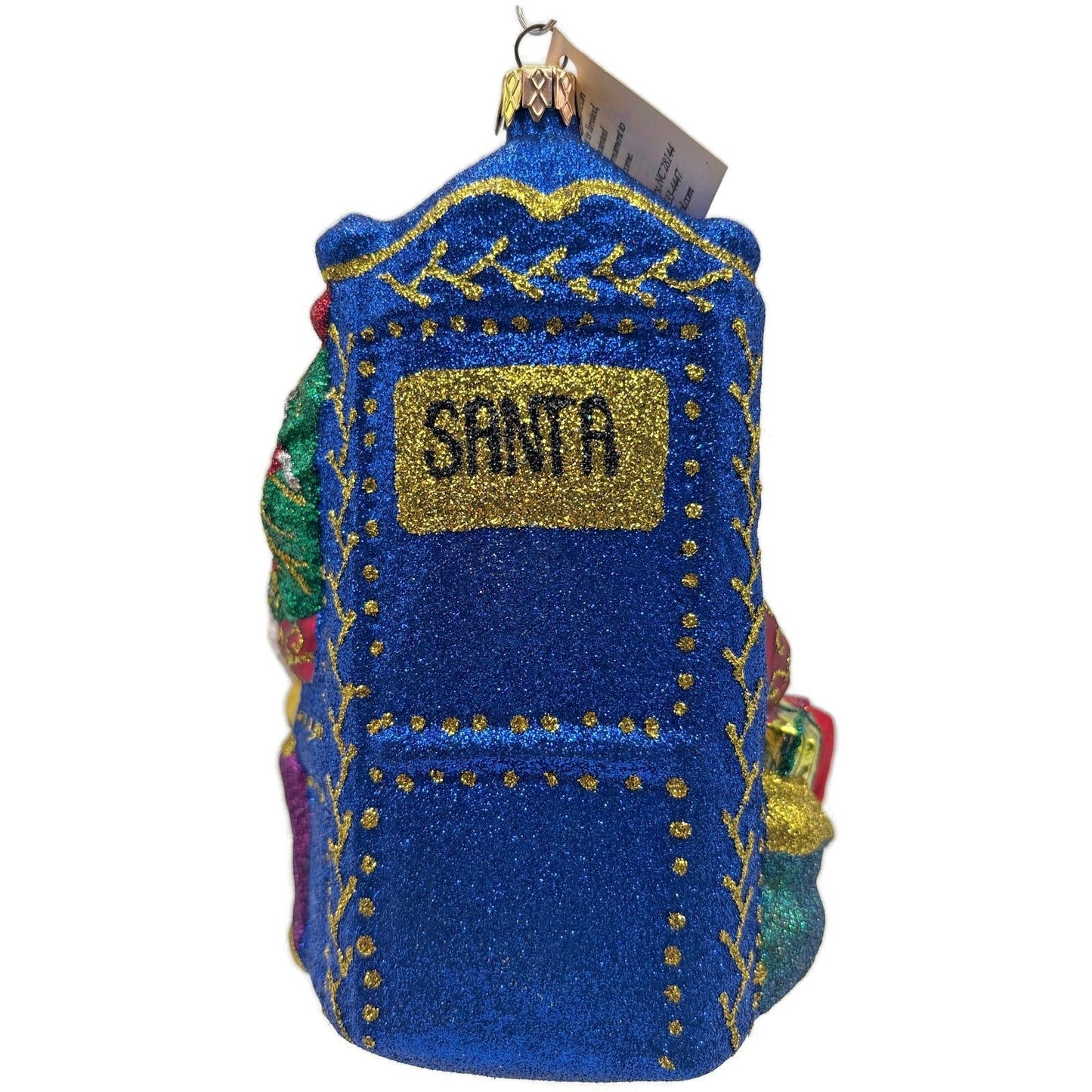 Larry Fraga I'm On The List Santa Claus Glitter Glass Christmas Tree Ornament