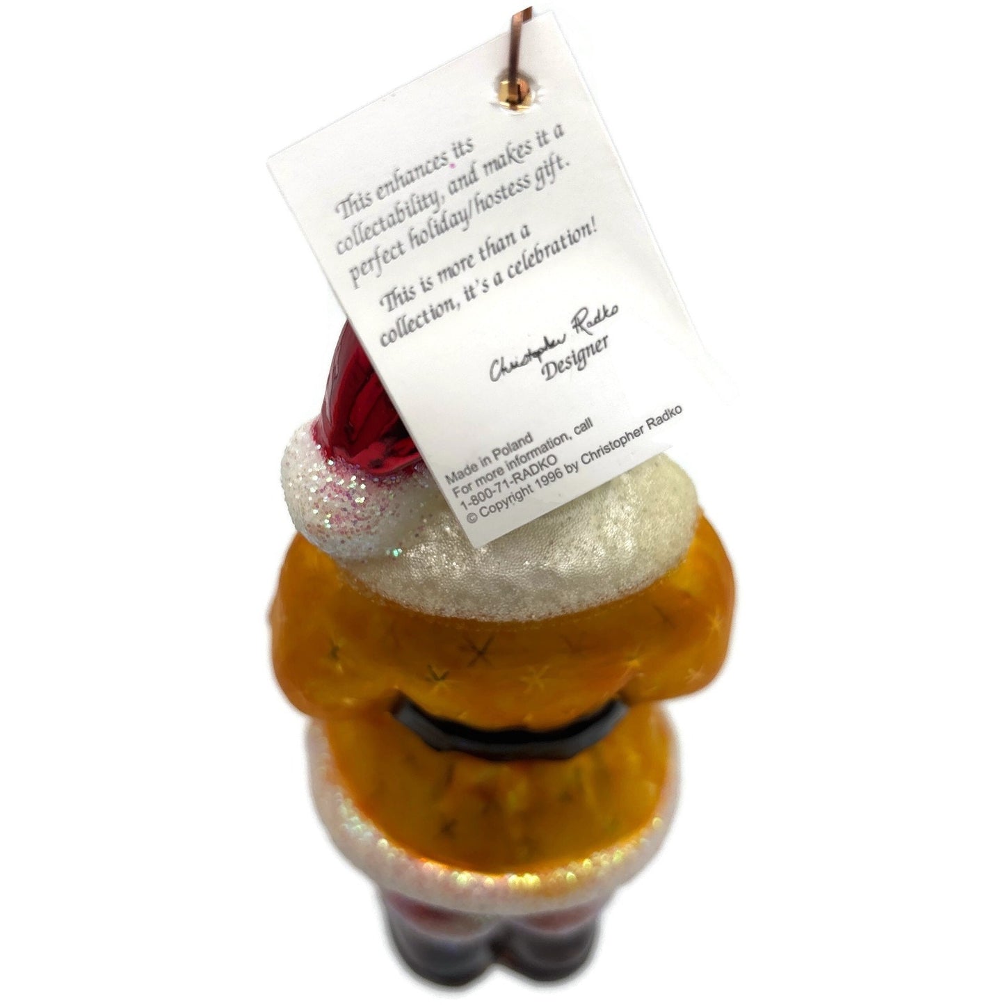 Christopher Radko Squeezebox Santa Yellow Christmas Tree Ornament 97-251-0