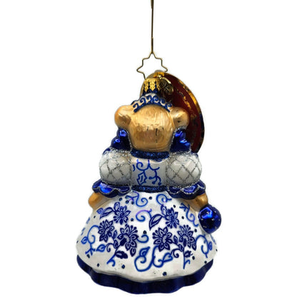 Christopher Radko Chinoiserie Muffy Bear Floral Dress Christmas Ornament 1021871