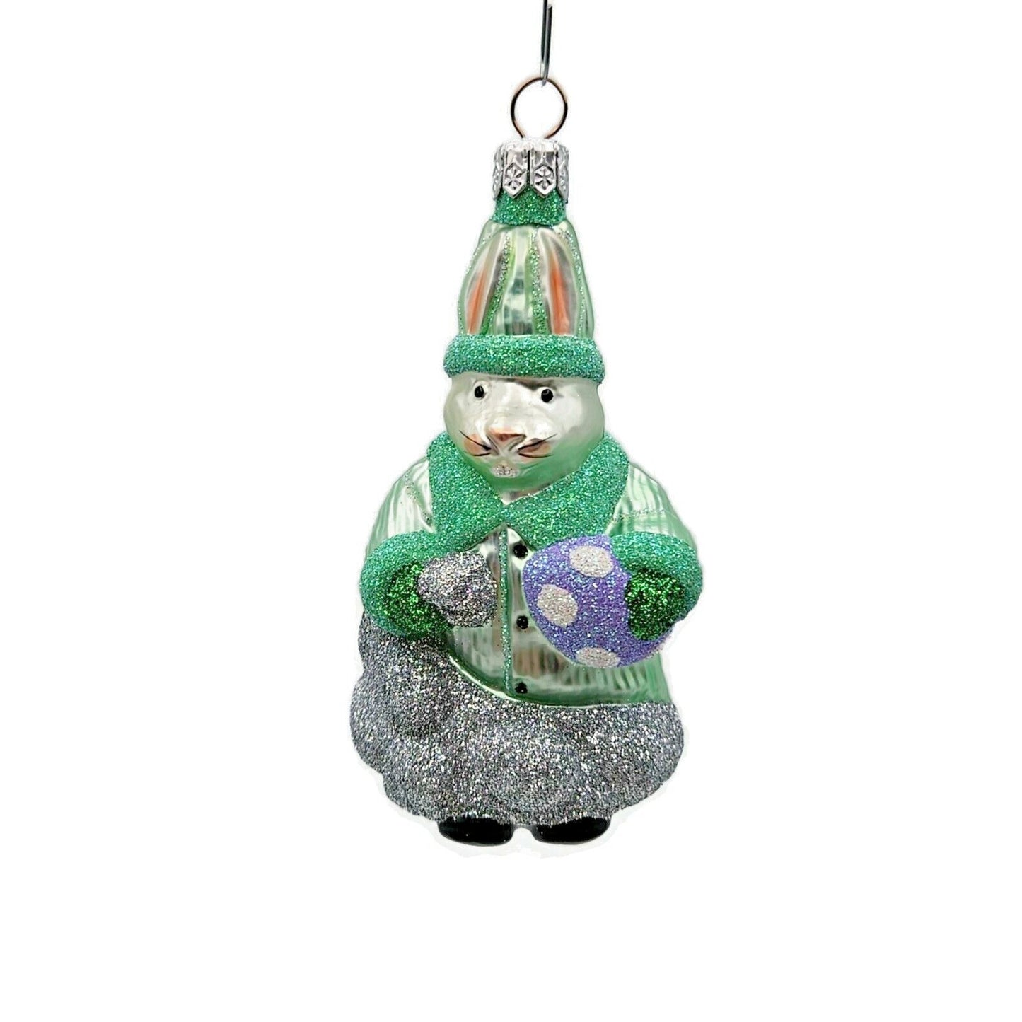 Patricia Breen A Christmas Bunny Pastel Green Purple Egg Easter Holiday Ornament