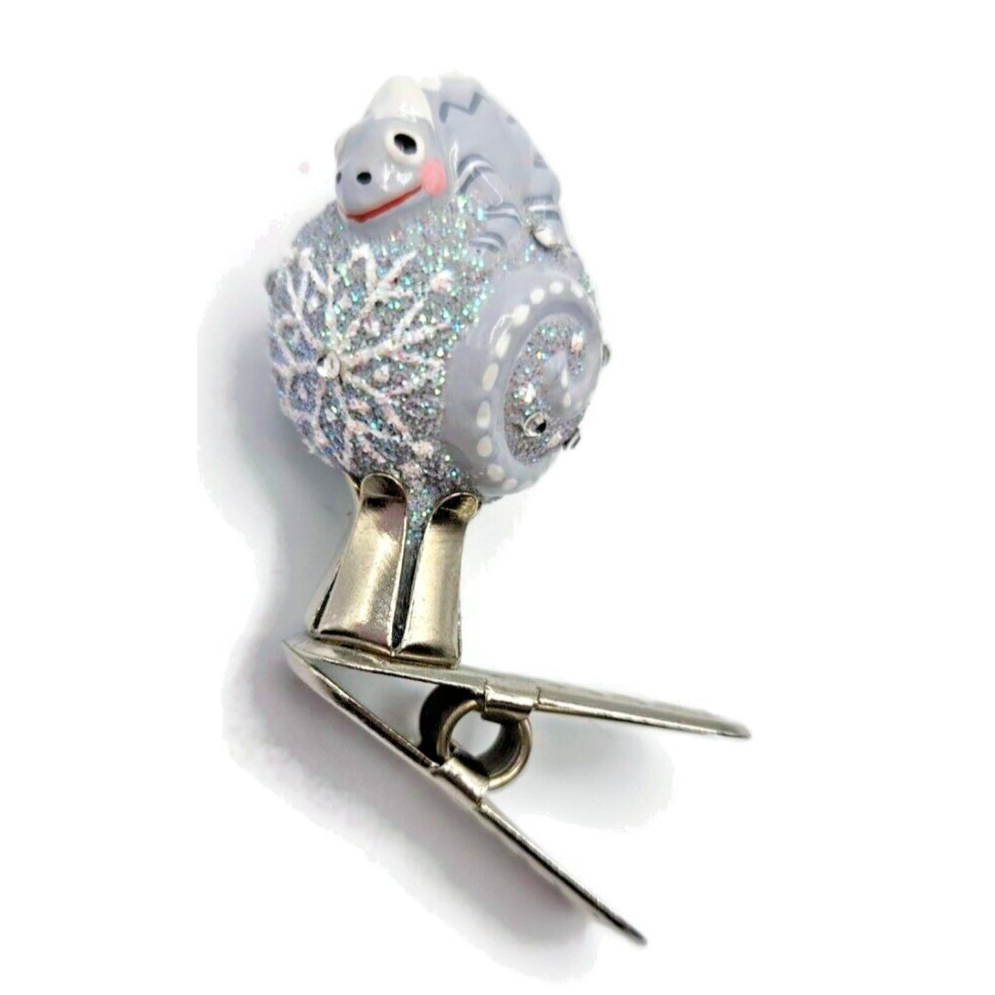 Patricia Breen Petite Miniature Chameleon Snowflakes Platinum Christmas Ornament