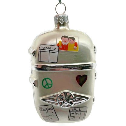 Patricia Breen Grandma Josies Fridge Pearl Silver Peace Heart Christmas Ornament