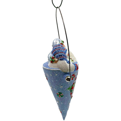 Patricia Breen Victorian Candy Cone Gingerbread Men Blue Christmas Tree Ornament