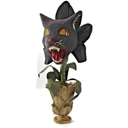 Bethany Lowe Scaredy Cat Orchid Halloween Black Paper Mache Flower Urn 18" Rare