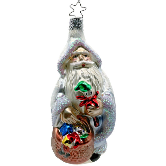 Inge Glass Santa Holding Toy Basket Old World Christmas EM Merck Signed Ornament