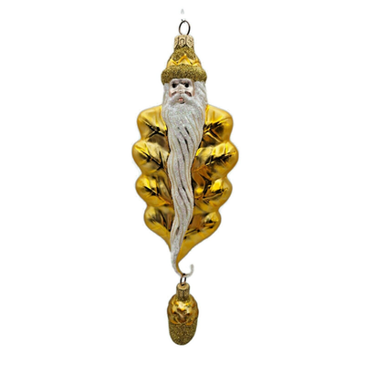 Patricia Breen Oak Leaf Santa Claus Gold Fall Christmas Holiday Ornament 97320
