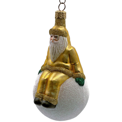 Patricia Breen Snowbound Santa Claus Gold Pearl Snowball Christmas Ornament 98405