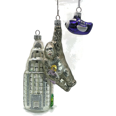 Patricia Breen Manhattan Ape Pearl Purple Plane 2 Part Christmas Ornament 98283