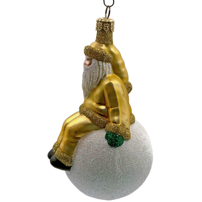 Patricia Breen Snowbound Santa Claus Gold Pearl Snowball Christmas Ornament 98404