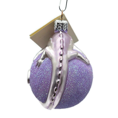 Patricia Breen Chameleon Lavender Blown Glass Christmas Holiday Ornament 99047