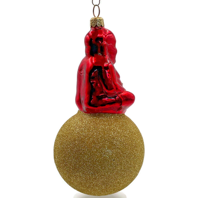 Patricia Breen Buddha On Ball Red Gold Glittered Christmas Tree Ornament 96054