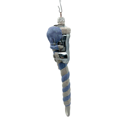 Patricia Breen Peppermint Santa Light Blue Striped Christmas Ornament AIC 98331