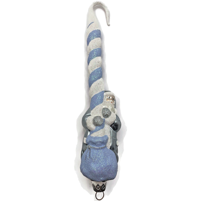 Patricia Breen Peppermint Santa Light Blue Striped Christmas Ornament AIC 98334