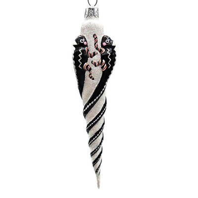 Patricia Breen Chameleon Icicle Black Glass Christmas Holiday Ornament 28111