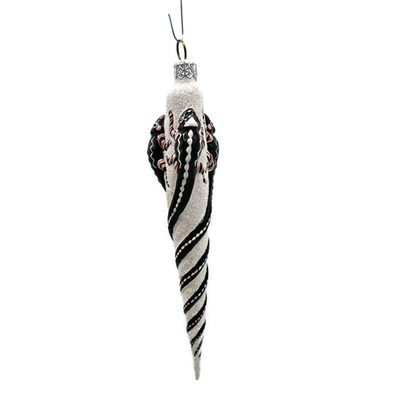 Patricia Breen Chameleon Icicle Black Glass Christmas Holiday Ornament 28112