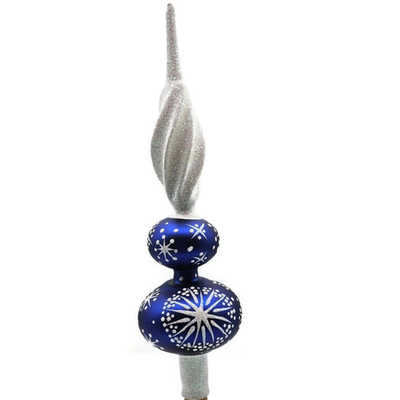 Patricia Breen Miniature Blizzard Finial Blue Glossy Christmas Tree Topper 97930