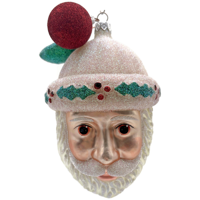 Patricia Breen Thornhill Santa Head Pearl Holly Berry Christmas Ornament 98420