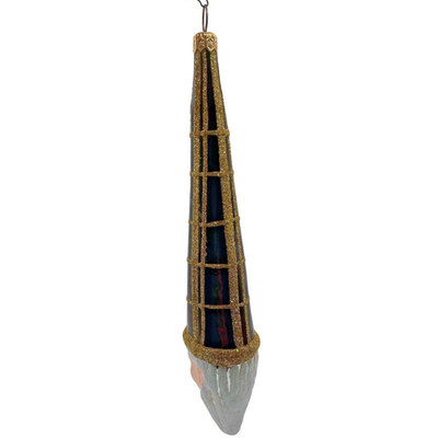 Patricia Breen Winter Wizard Bordeaux Plaid Santa Head Christmas Ornament 952110
