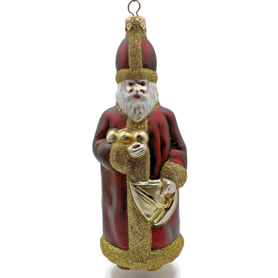 Patricia Breen Saint Nicholas Bordeaux Gold Glitter Christmas Tree Ornament 97380