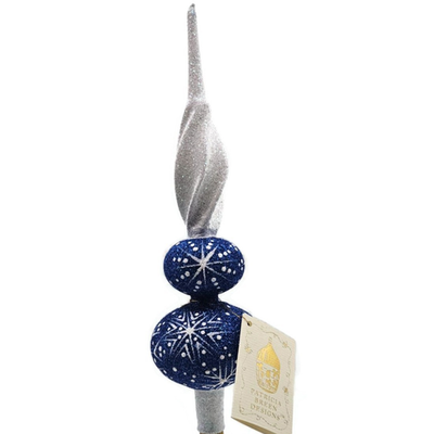 Patricia Breen Miniature Blizzard Finial Cobalt Blue Christmas Tree Topper 97934