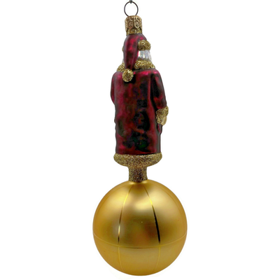 Patricia Breen Sojourning Santa Bordeaux Traveling Christmas Ornament 9600NM10