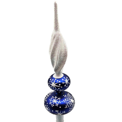 Patricia Breen Miniature Blizzard Finial Blue Glossy Christmas Tree Topper 97932