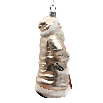 Patricia Breen Santa For Kevin Pink Flowers On Staff Christmas Ornament 20964
