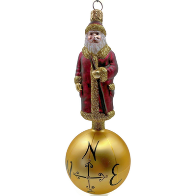 Patricia Breen Sojourning Santa Bordeaux Traveling Christmas Ornament 9600NM0