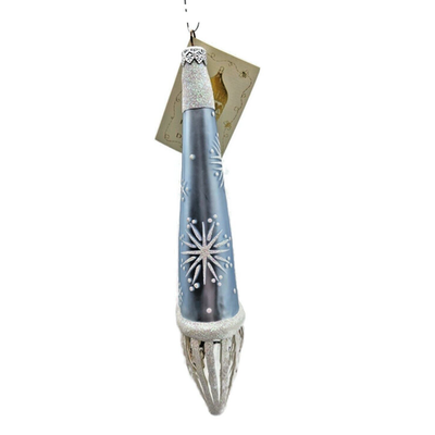 Patricia Breen Winter Wizard Ice Blue Santa Snowflakes Christmas Ornament 95215