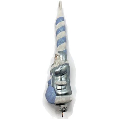 Patricia Breen Peppermint Santa Light Blue Striped Christmas Ornament AIC 98332