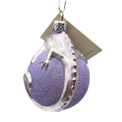 Patricia Breen Chameleon Lavender Blown Glass Christmas Holiday Ornament 99045