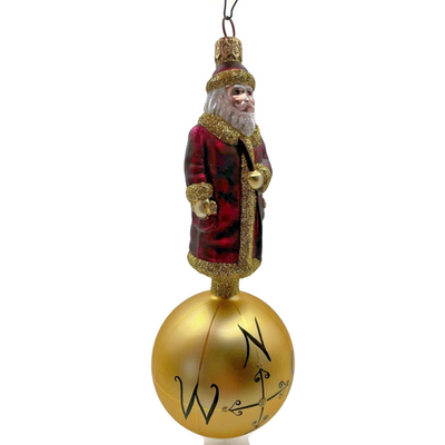 Patricia Breen Sojourning Santa Bordeaux Traveling Christmas Ornament 9600NM3