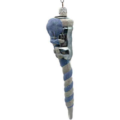 Patricia Breen Peppermint Santa Light Blue Striped Christmas Ornament AIC 98338