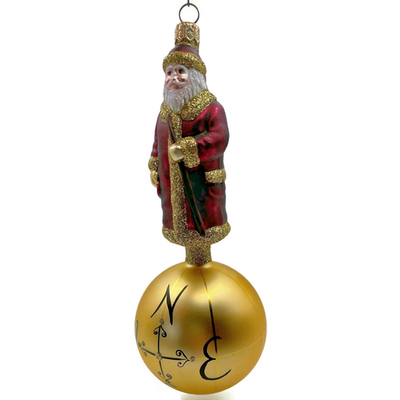 Patricia Breen Sojourning Santa Bordeaux Traveling Christmas Ornament 9600NM7